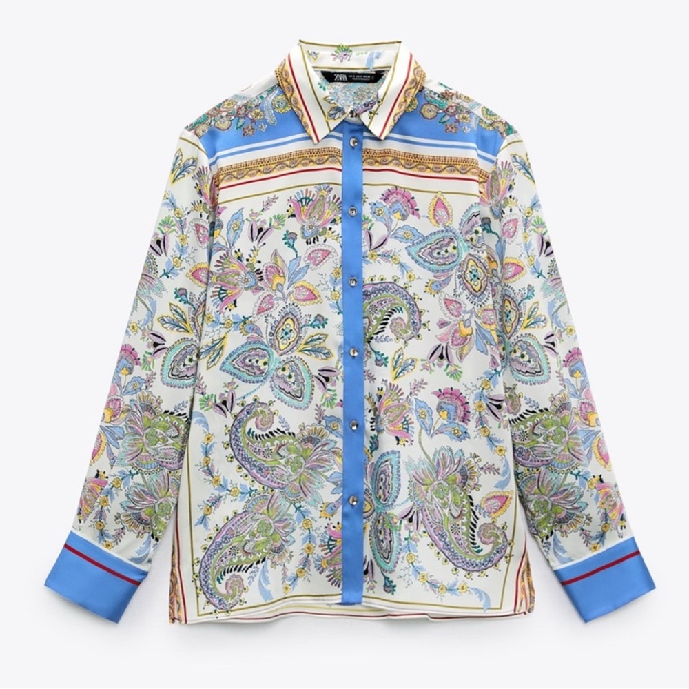 ZARA SILK PAISLEY BUTTON DOWN SHIRT. GORGEOUS!
